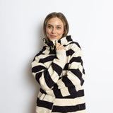 Sweat Jacket hoodie - bold stripes black/sand - VIVI MARI