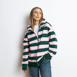 Sweat Jacket hoodie - bold stripes green/rosé - VIVI MARI