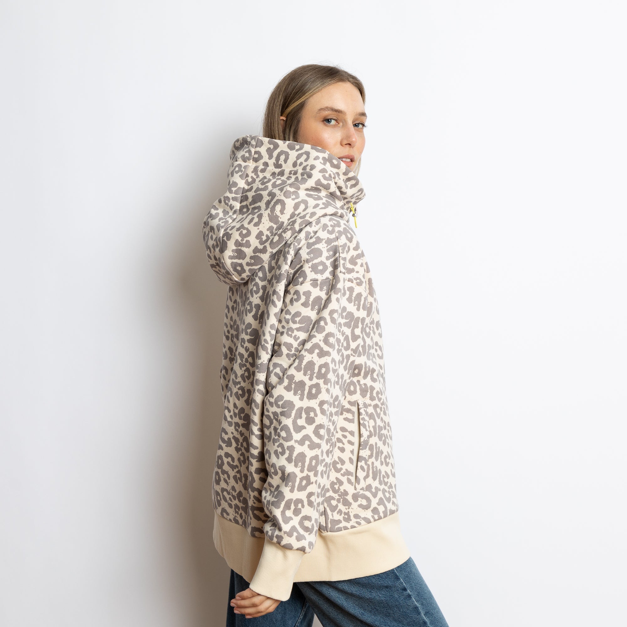 Sweat Jacket hoodie - leo splashes grey/sand - VIVI MARI