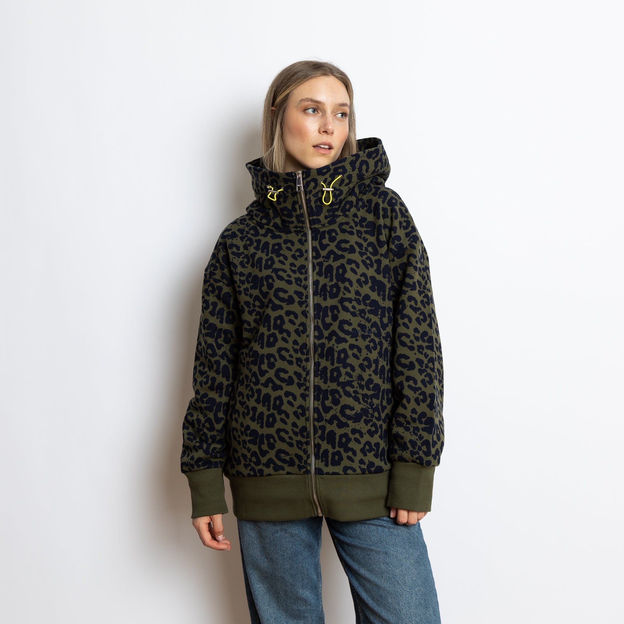 Sweat Jacket hoodie - leo splashes navy/olive - VIVI MARI