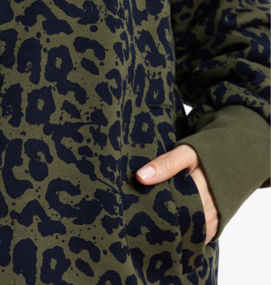 Sweat Jacket hoodie - leo splashes navy/olive - VIVI MARI