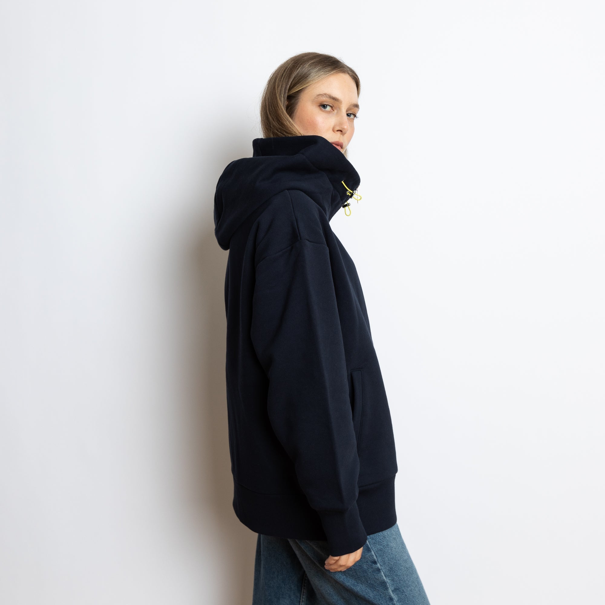 Sweat Jacket hoodie - solid navy - VIVI MARI