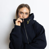 Sweat Jacket hoodie - solid navy - VIVI MARI