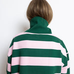 Sweatshirt turtle neck - bold stripes green/rosé - VIVI MARI