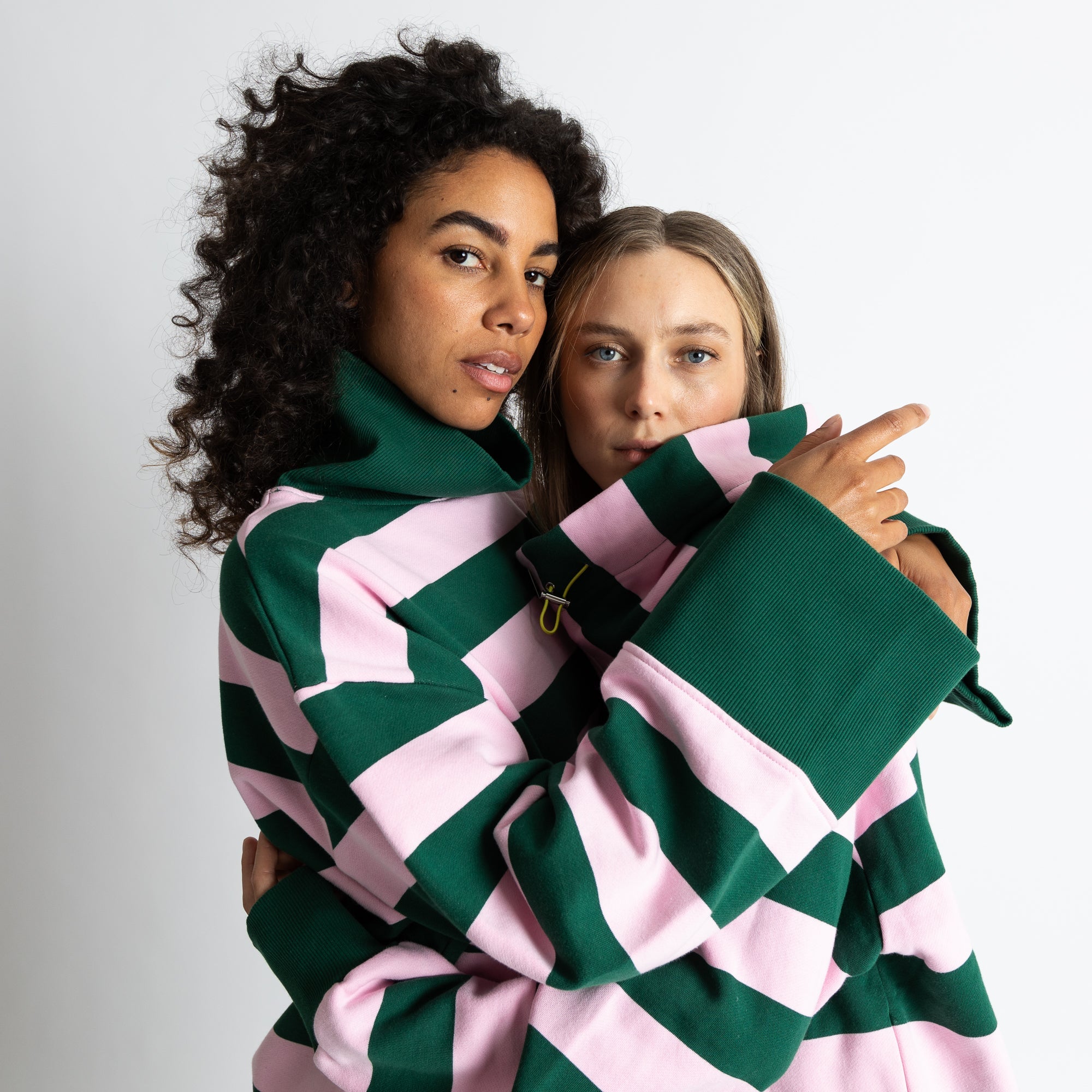 Sweatshirt turtle neck - bold stripes green/rosé - VIVI MARI