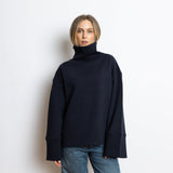 Sweatshirt turtle neck - solid navy - VIVI MARI