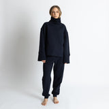 Sweatshirt turtle neck - solid navy - VIVI MARI