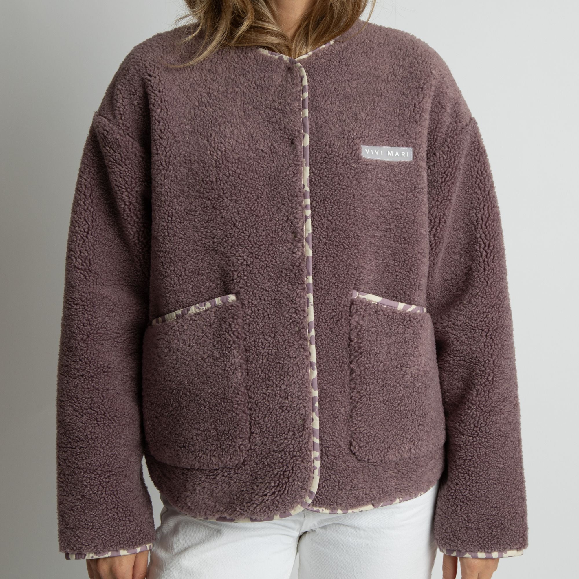 Teddy Fleece Jacket - ash plum - VIVI MARI