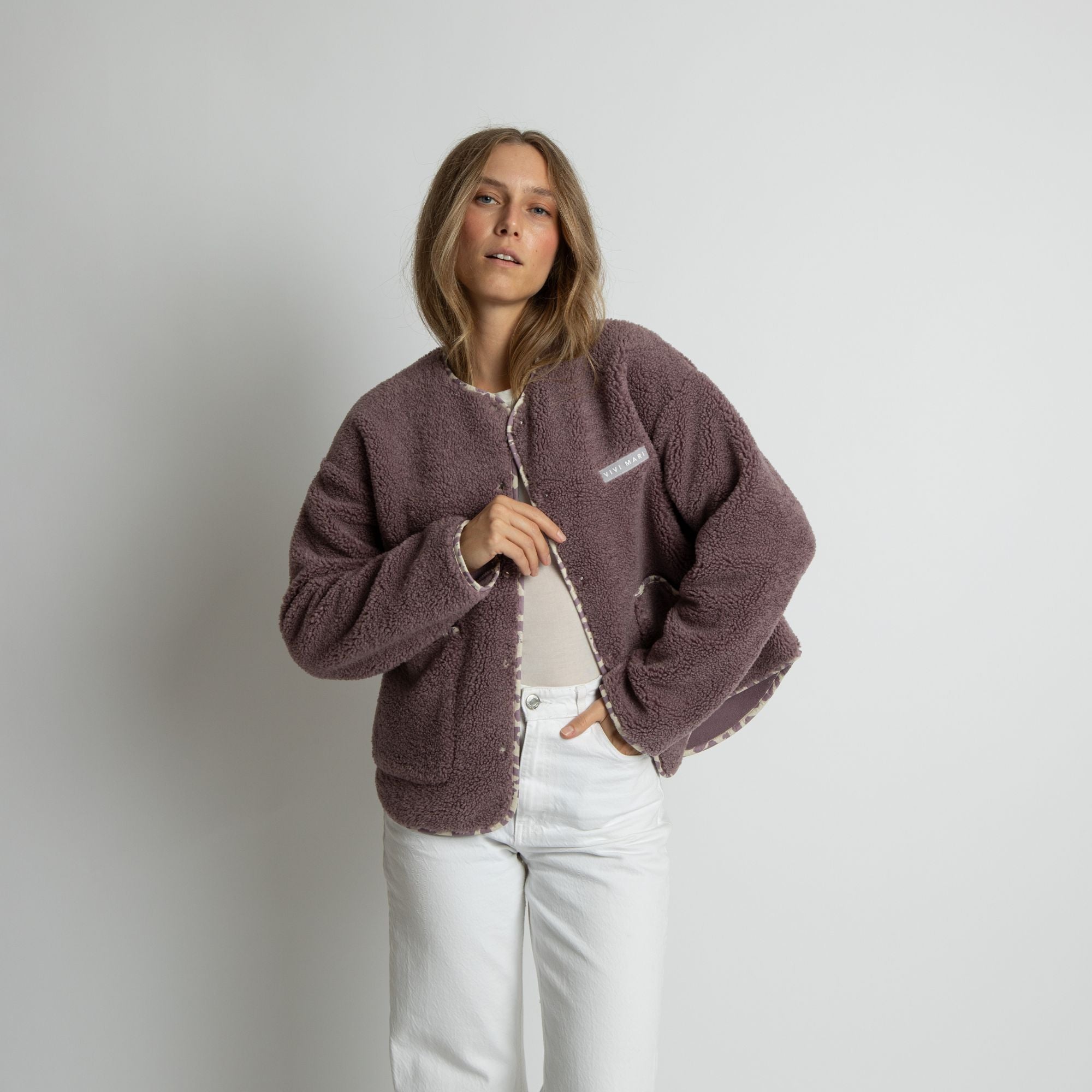 Teddy Fleece Jacket - ash plum - VIVI MARI