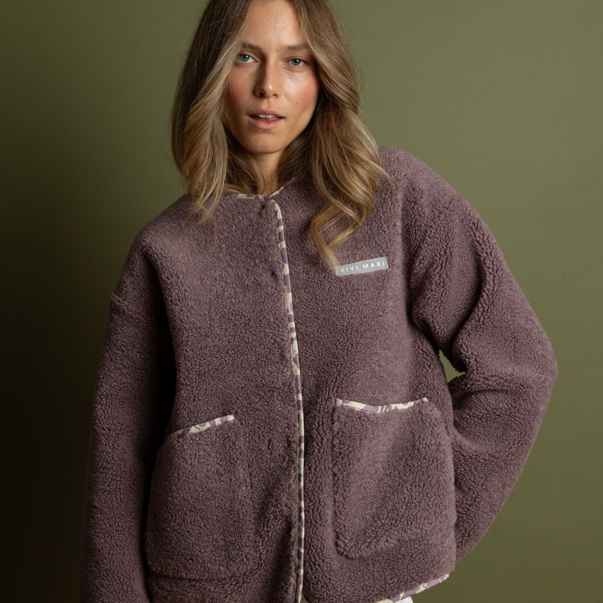 Teddy Fleece Jacket - ash plum - VIVI MARI