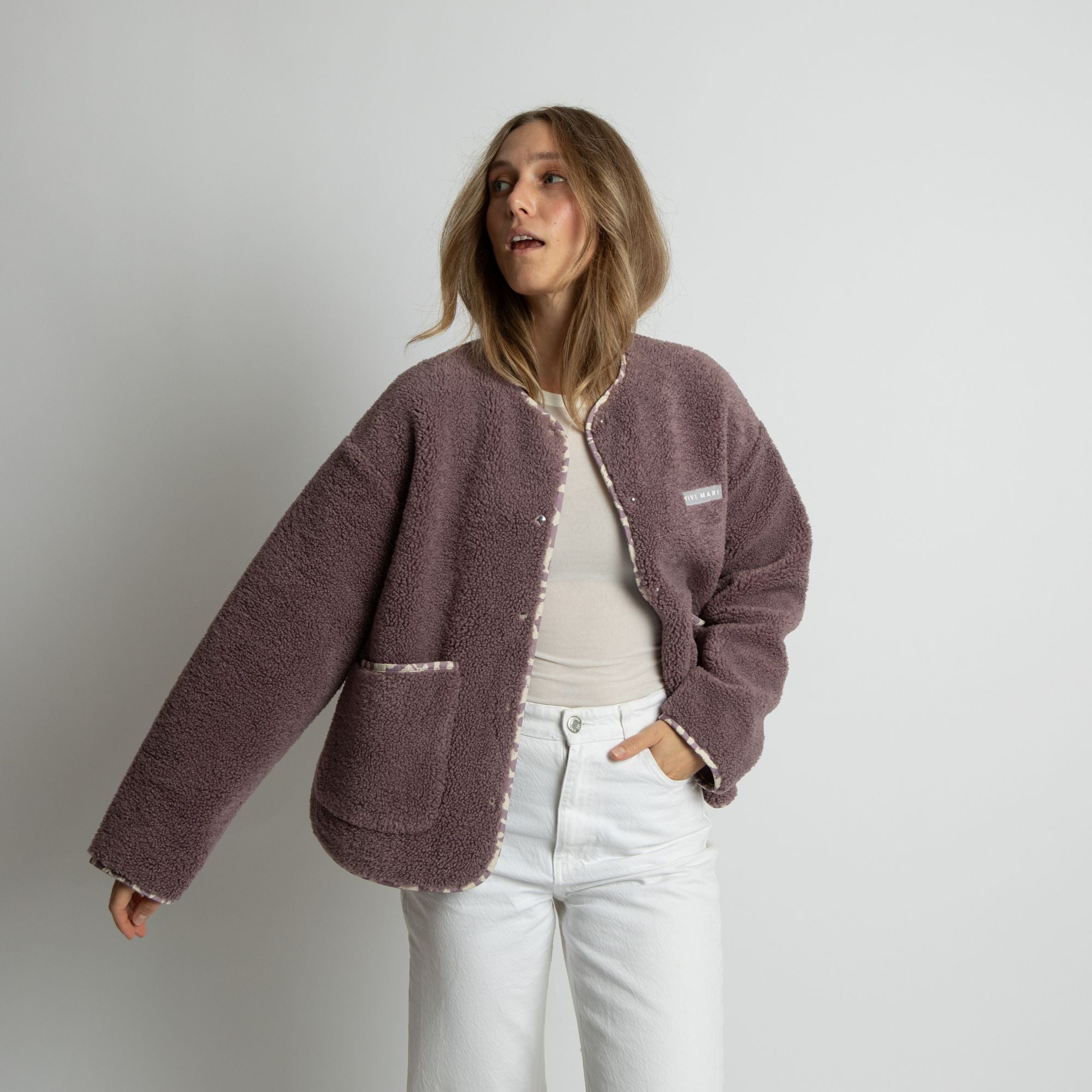 Teddy Fleece Jacket - ash plum - VIVI MARI