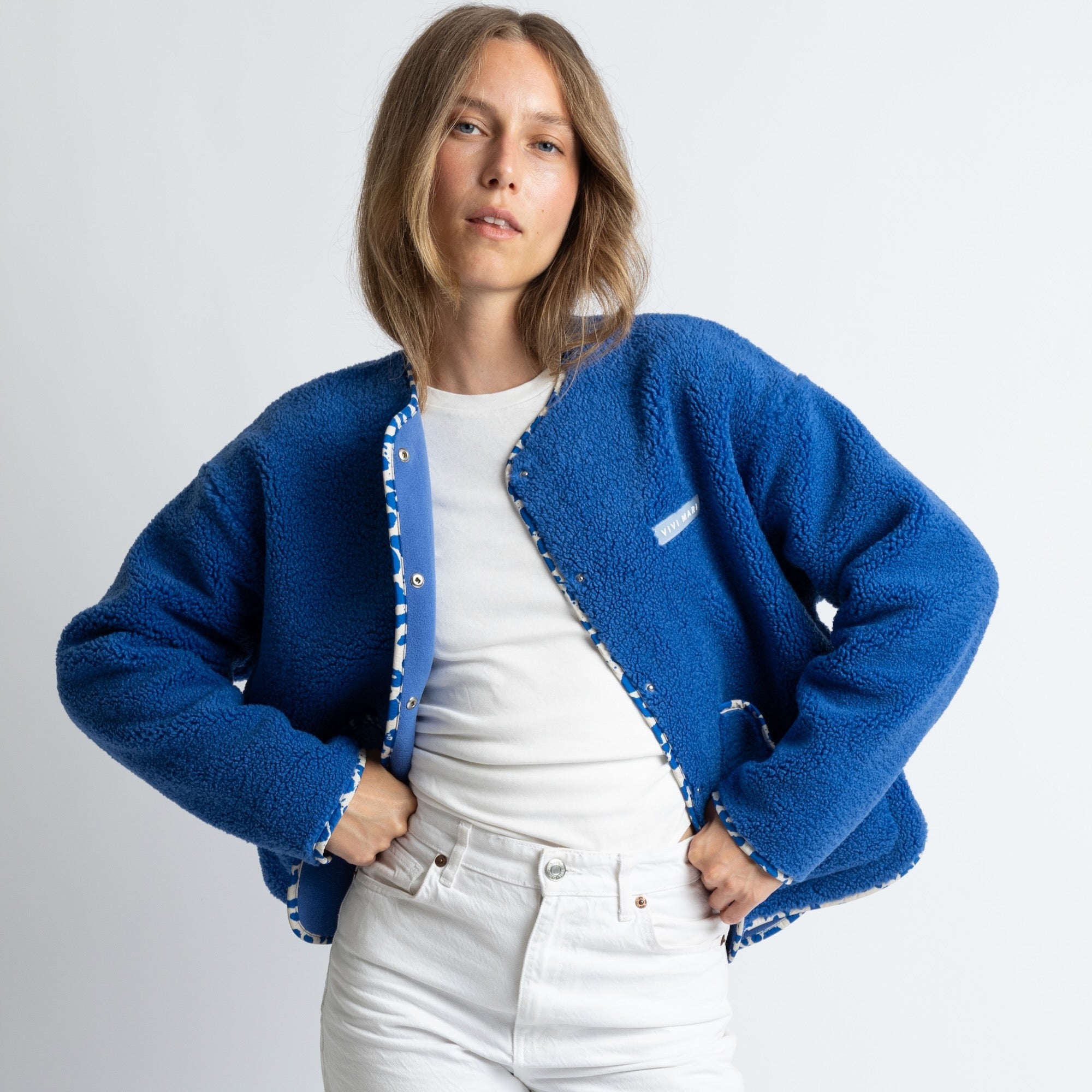 Teddy Fleece Jacket - blue - VIVI MARI