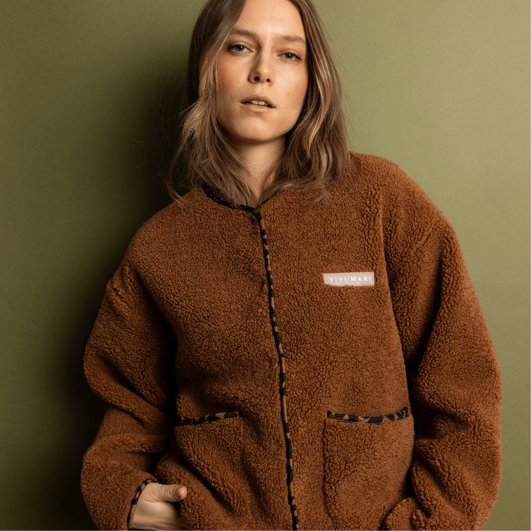 Teddy Fleece Jacket - caramel - VIVI MARI