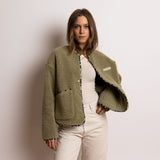 Teddy Fleece Jacket - pale olive - VIVI MARI