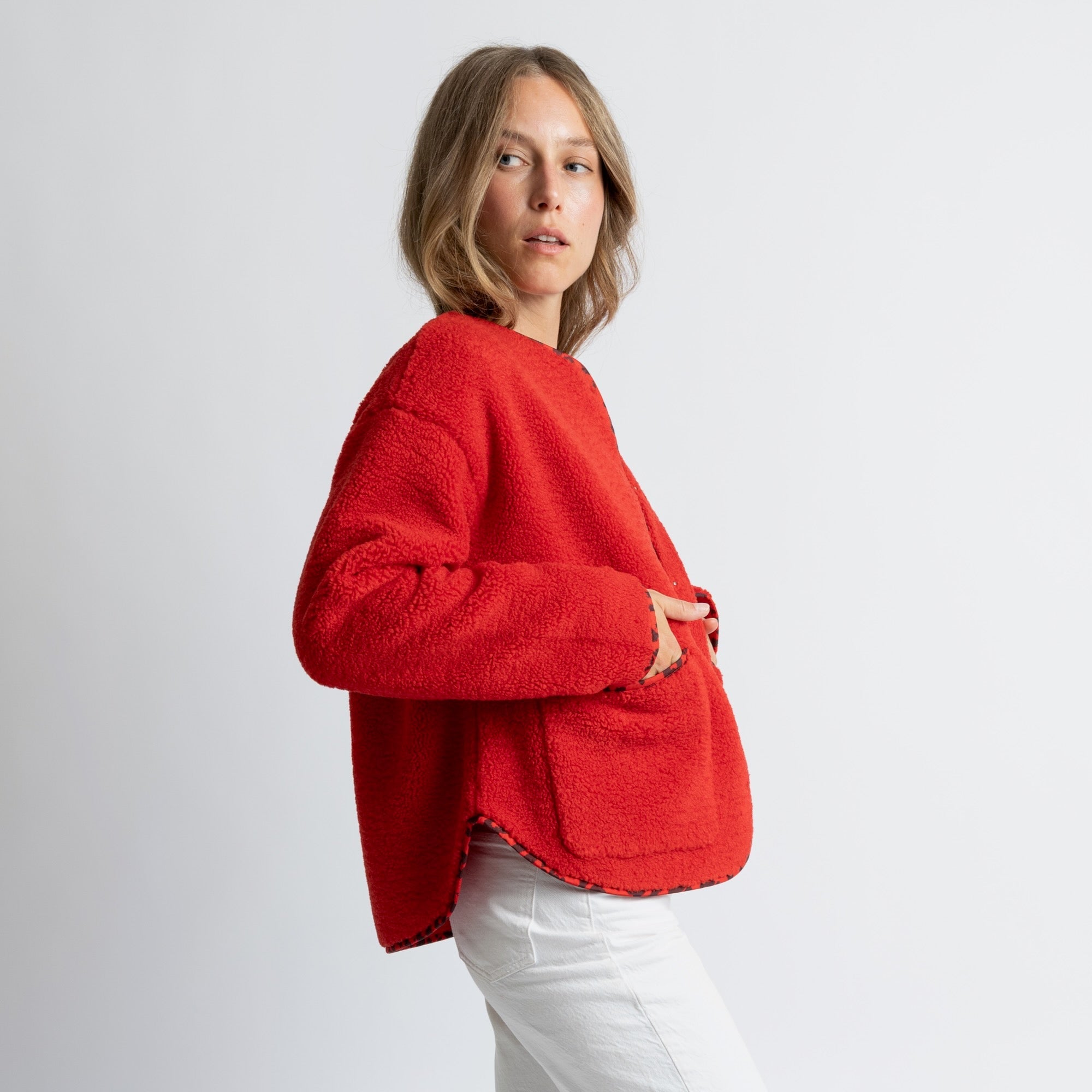 Teddy Fleece Jacket - true red - VIVI MARI