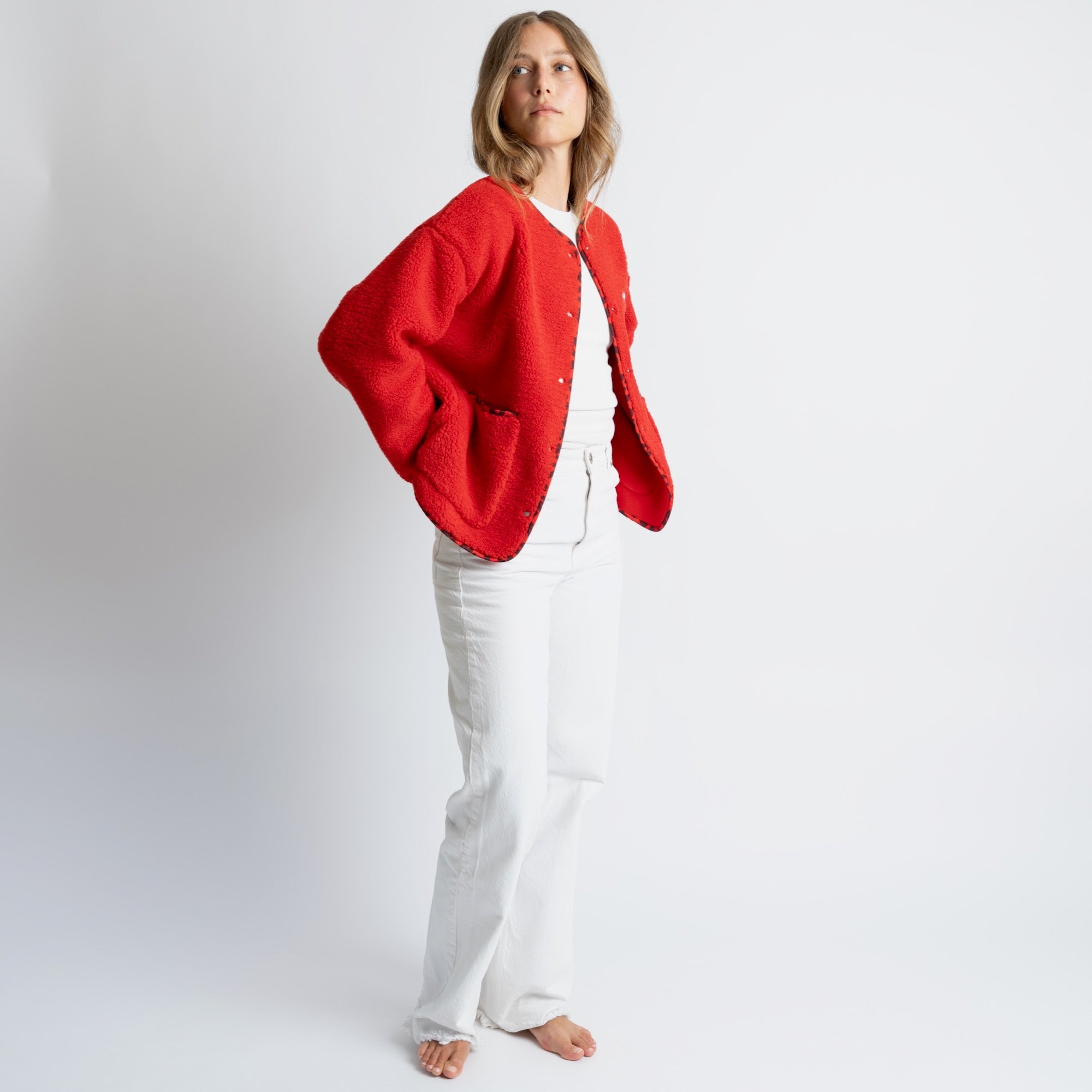Teddy Fleece Jacket - true red - VIVI MARI