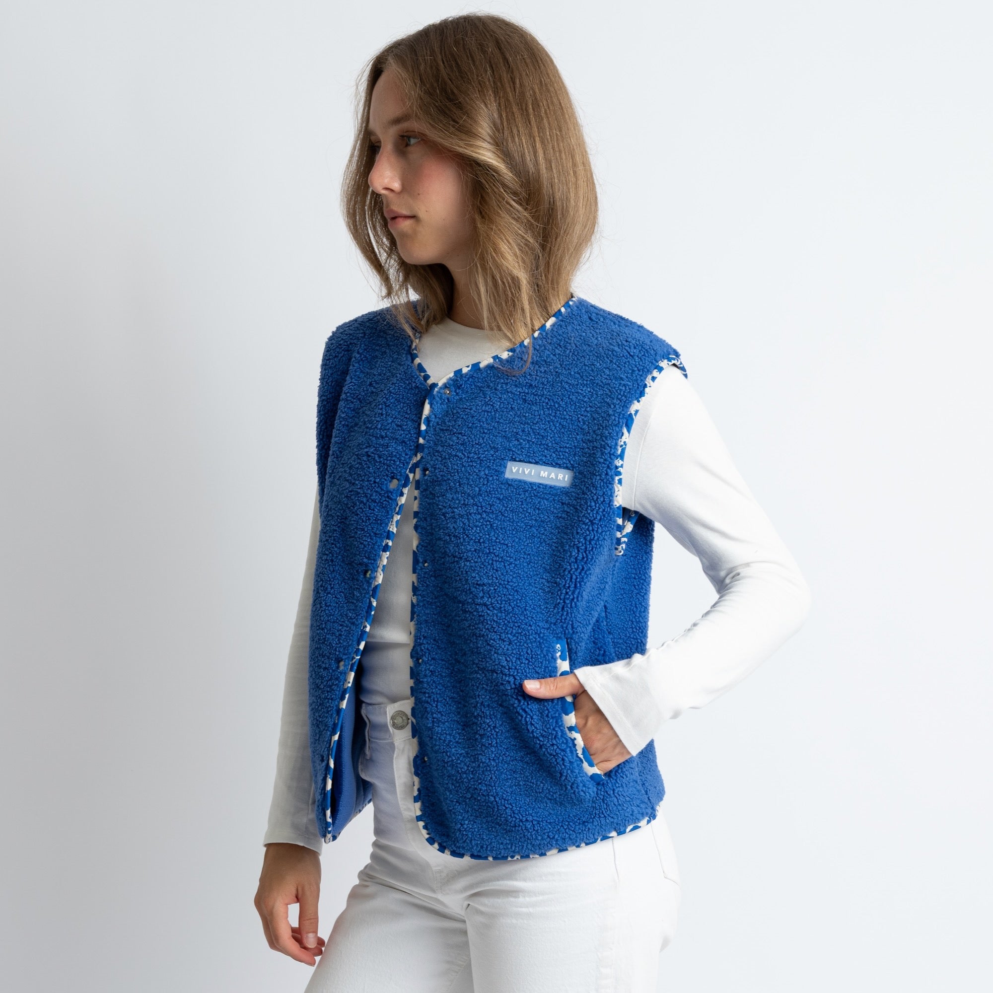 Teddy Fleece Vest - blue - VIVI MARI