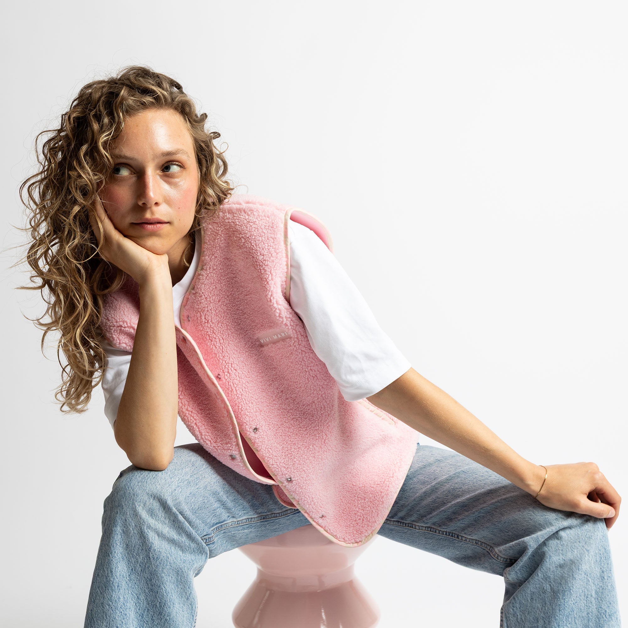 Teddy Fleece Vest - candy pale pink - VIVI MARI