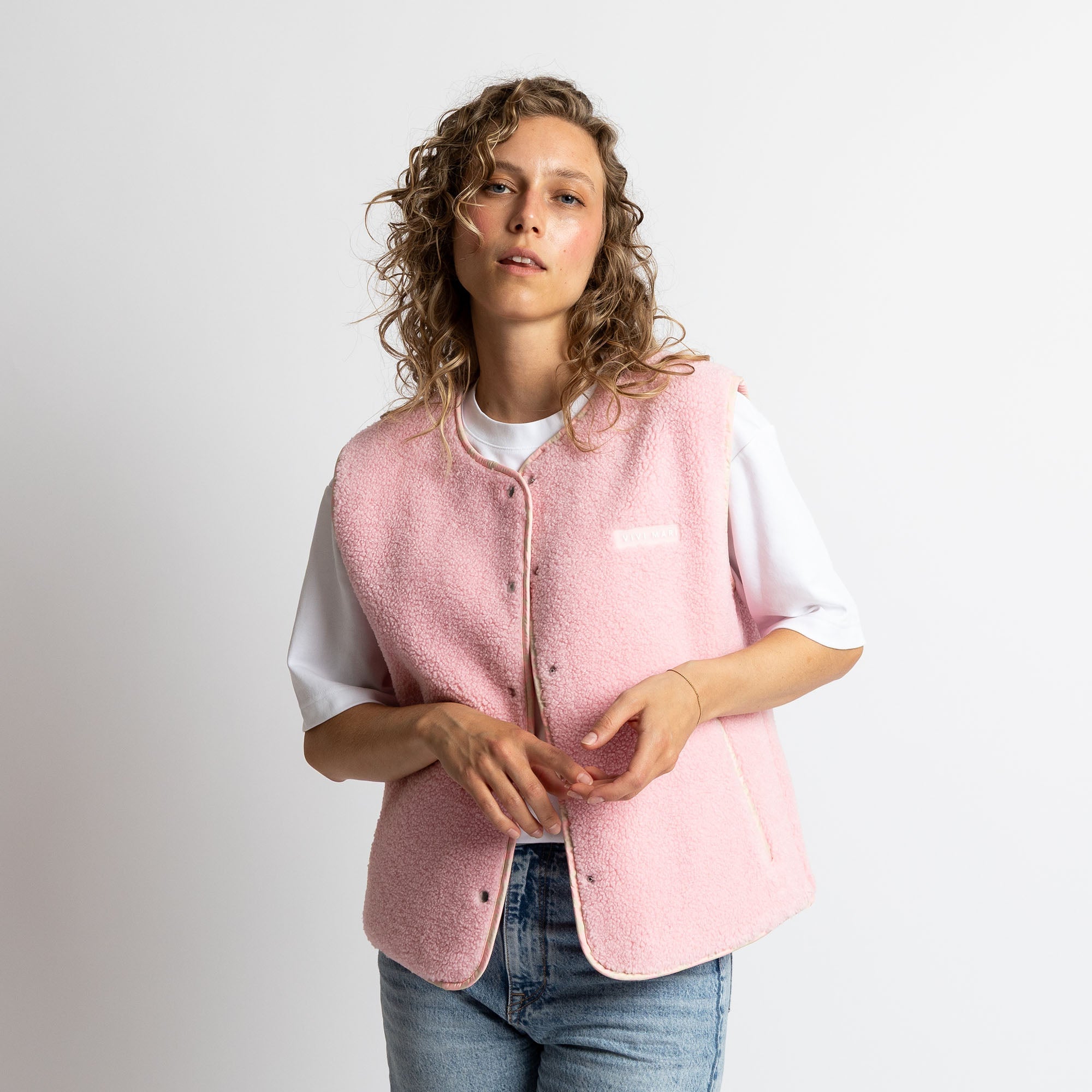 Teddy Fleece Vest - candy pale pink - VIVI MARI
