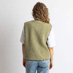 Teddy Fleece Vest - pale olive - VIVI MARI