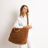 Teddy Tote Bag large + strap basic woven slim - caramel - VIVI MARI