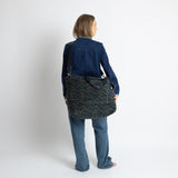 Teddy Tote Bag large + strap basic woven slim - leo splashes navy/olive - VIVI MARI