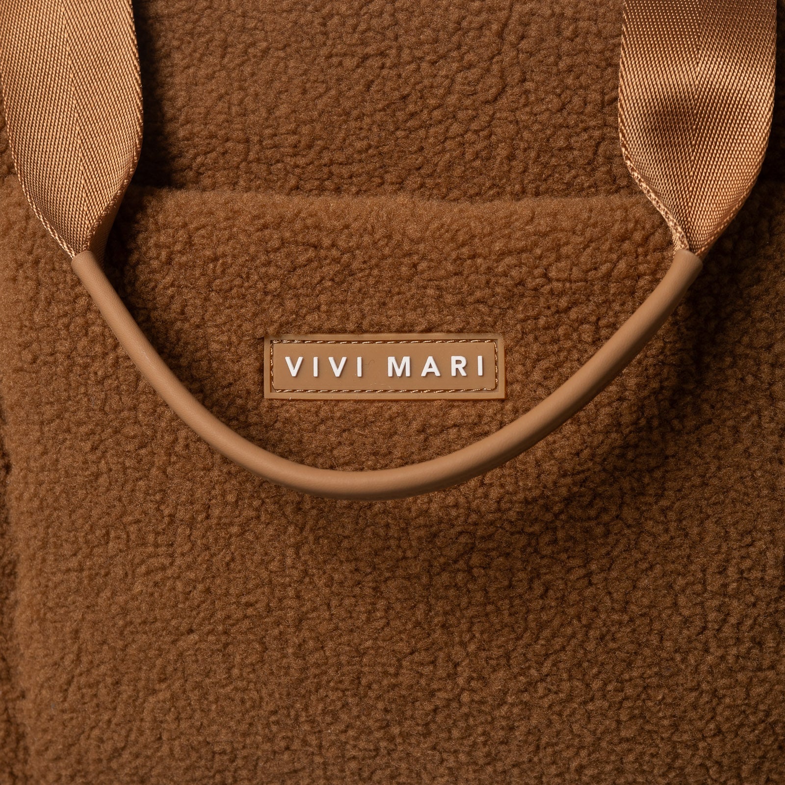 Teddy Tote Bag medium + strap basic woven slim - caramel - VIVI MARI