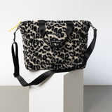 Teddy Tote Bag medium + strap basic woven slim - leo splashes black/sand - VIVI MARI