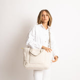 Teddy Tote Bag medium + strap basic woven slim - sand - VIVI MARI