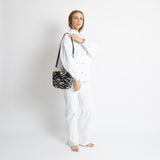 Teddy Tote Bag mini + strap basic woven slim - leo splashes black/sand - VIVI MARI