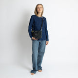 Teddy Tote Bag mini + strap basic woven slim - leo splashes navy/olive - VIVI MARI