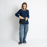 Teddy Tote Bag mini + strap basic woven slim - leo splashes navy/olive - VIVI MARI