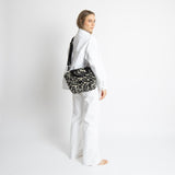 Teddy Tote Bag small + strap basic woven slim - leo splashes black/sand - VIVI MARI