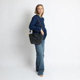 Teddy Tote Bag small + strap basic woven slim - leo splashes navy/olive - VIVI MARI