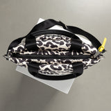 padded tote bag small + strap basic woven slim - leo splashes black/sand