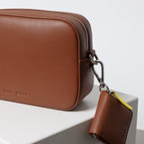 crossbody bag small + strap basic woven - tan - VIVI MARI