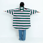 Kids Raincoat bold stripes green/rosé - VIVI MARI