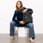 Padded Backpack medium - leo splashes navy/olive - VIVI MARI