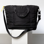 padded tote bag large + strap basic woven slim - black - VIVI MARI