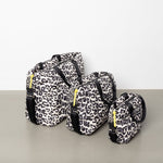padded tote bag large + strap basic woven slim - leo splashes black/sand - VIVI MARI