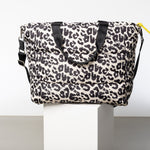 padded tote bag large + strap basic woven slim - leo splashes black/sand - VIVI MARI