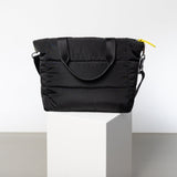 padded tote bag medium + strap basic woven slim - black - VIVI MARI
