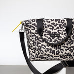 padded tote bag medium + strap basic woven slim - leo splashes black/sand - VIVI MARI