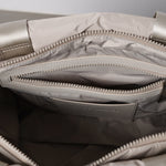 padded tote bag medium + strap basic woven slim - stone - VIVI MARI