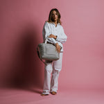 padded tote bag medium + strap basic woven slim - stone - VIVI MARI
