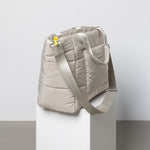 padded tote bag medium + strap basic woven slim - stone - VIVI MARI