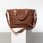 padded tote bag medium + strap basic woven slim - tan - VIVI MARI