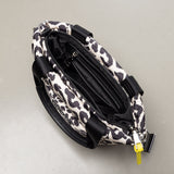 padded tote bag small + strap basic woven slim - leo splashes black/sand - VIVI MARI