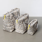 padded tote bag small + strap basic woven slim - leo splashes grey/sand - VIVI MARI