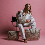 padded tote bag small + strap basic woven slim - leo splashes grey/sand - VIVI MARI
